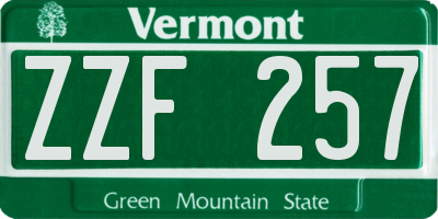 VT license plate ZZF257