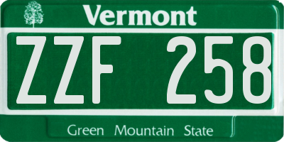 VT license plate ZZF258