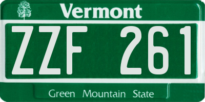 VT license plate ZZF261