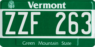 VT license plate ZZF263