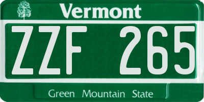 VT license plate ZZF265
