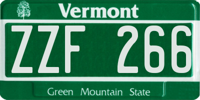 VT license plate ZZF266