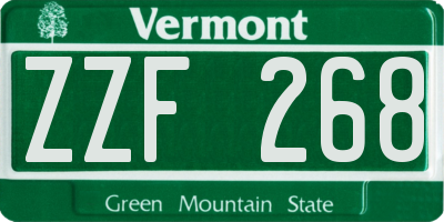 VT license plate ZZF268