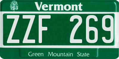 VT license plate ZZF269