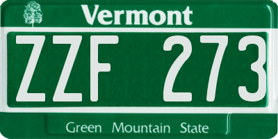 VT license plate ZZF273