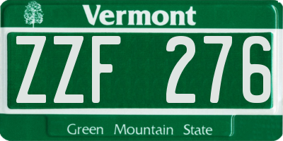 VT license plate ZZF276