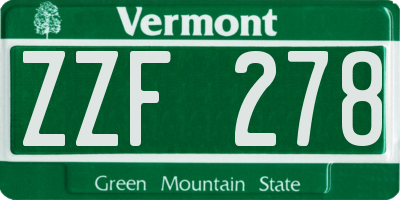 VT license plate ZZF278
