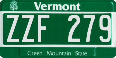 VT license plate ZZF279