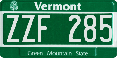 VT license plate ZZF285