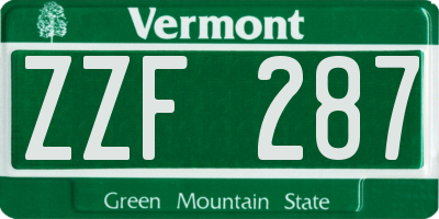 VT license plate ZZF287