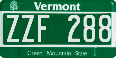 VT license plate ZZF288