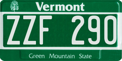 VT license plate ZZF290
