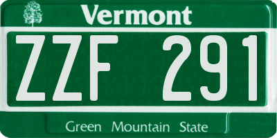 VT license plate ZZF291
