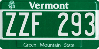VT license plate ZZF293