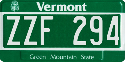 VT license plate ZZF294