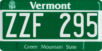 VT license plate ZZF295