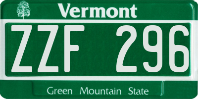 VT license plate ZZF296