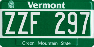 VT license plate ZZF297