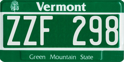 VT license plate ZZF298