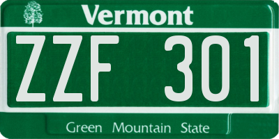 VT license plate ZZF301