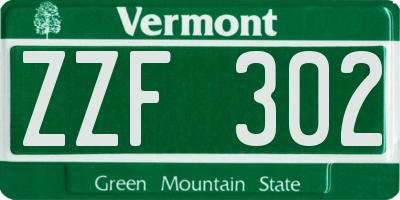 VT license plate ZZF302