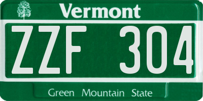 VT license plate ZZF304