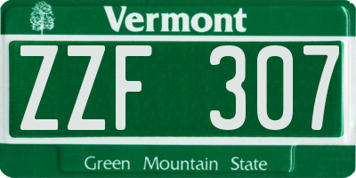 VT license plate ZZF307
