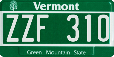 VT license plate ZZF310