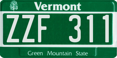 VT license plate ZZF311