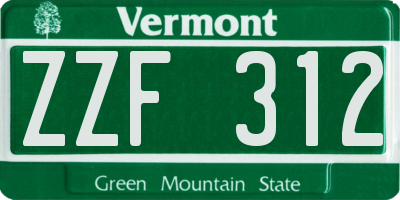 VT license plate ZZF312