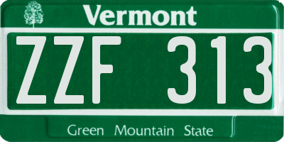 VT license plate ZZF313