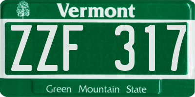 VT license plate ZZF317