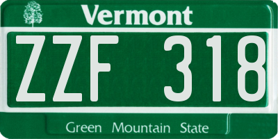 VT license plate ZZF318