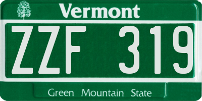 VT license plate ZZF319