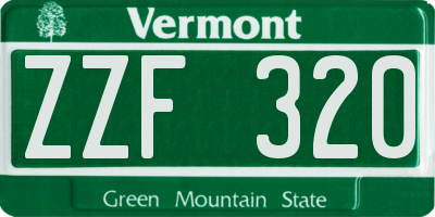 VT license plate ZZF320