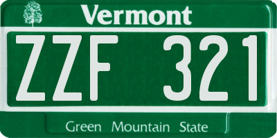 VT license plate ZZF321