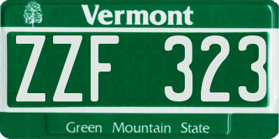 VT license plate ZZF323