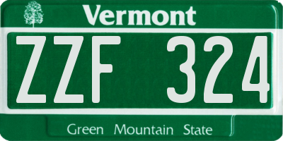 VT license plate ZZF324