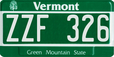 VT license plate ZZF326