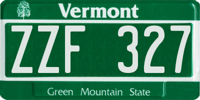 VT license plate ZZF327