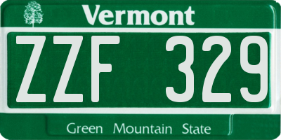 VT license plate ZZF329