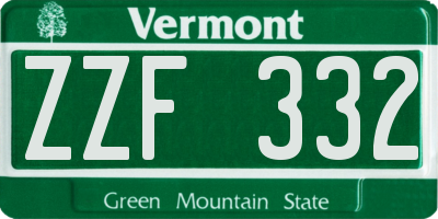 VT license plate ZZF332