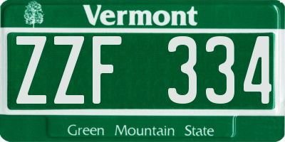 VT license plate ZZF334