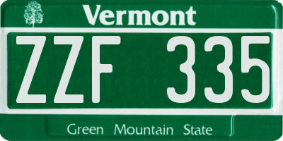 VT license plate ZZF335