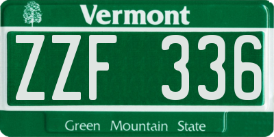 VT license plate ZZF336
