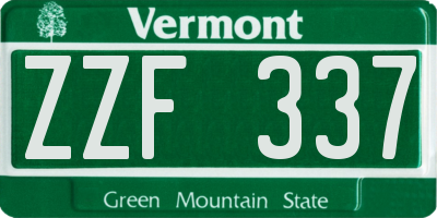 VT license plate ZZF337