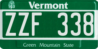 VT license plate ZZF338