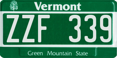 VT license plate ZZF339