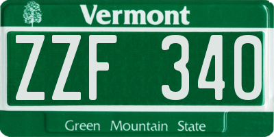 VT license plate ZZF340