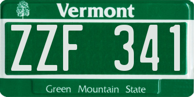 VT license plate ZZF341